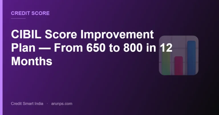 CIBIL Score Improvement Plan — From 650 to 800 in 12 Months