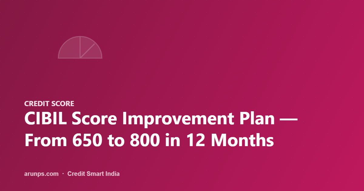 CIBIL Score Improvement Plan — From 650 to 800 in 12 Months