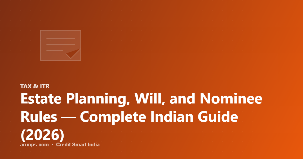 Estate Planning, Will, and Nominee Rules — Complete Indian Guide (2026)