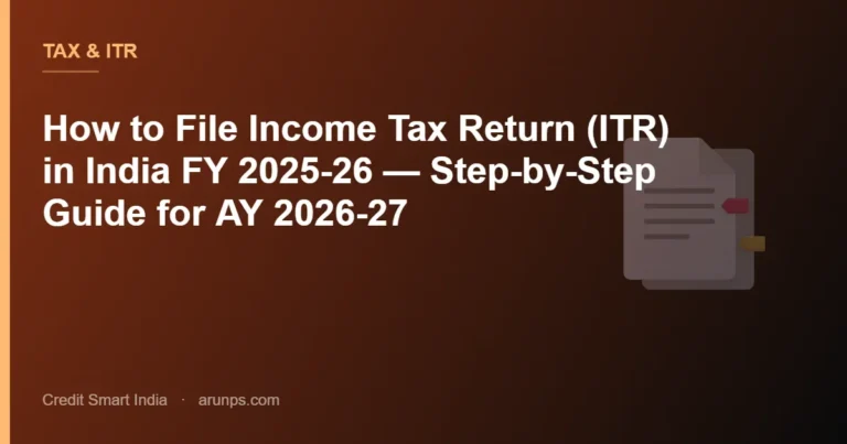 How to File Income Tax Return (ITR) in India FY 2025-26 — Step-by-Step Guide for AY 2026-27
