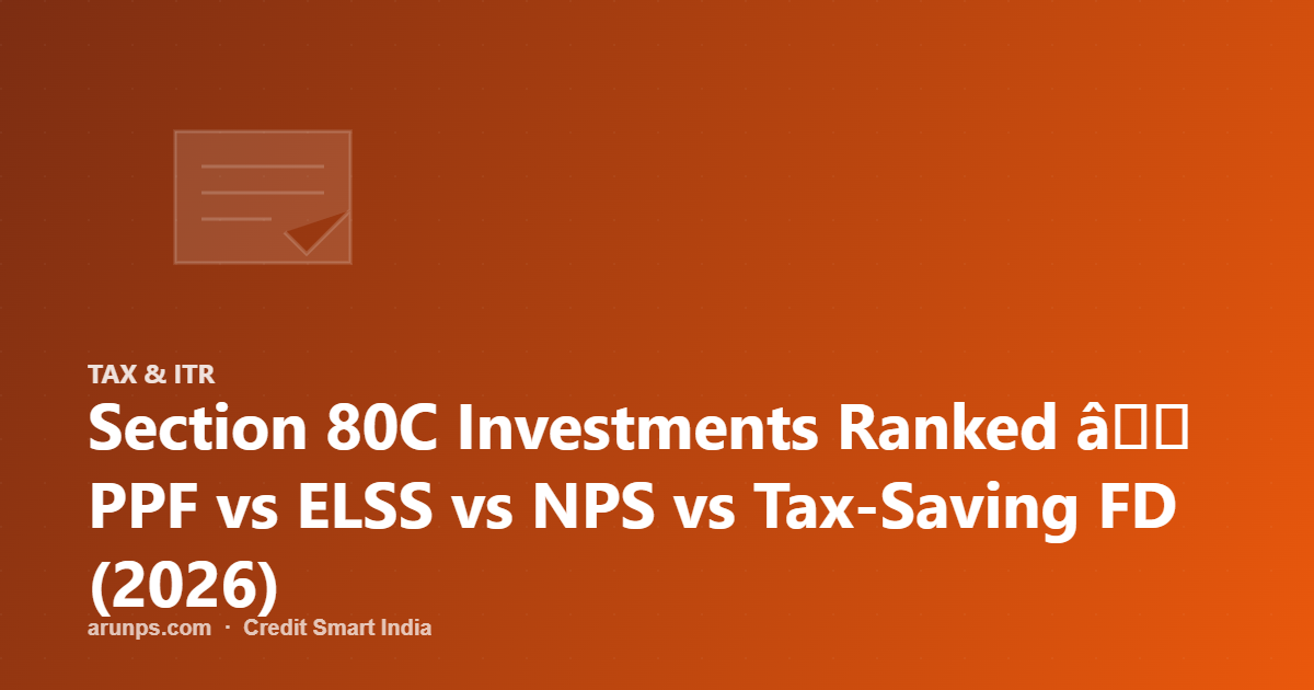 Section 80C Investments Ranked â PPF vs ELSS vs NPS vs Tax-Saving FD (2026)