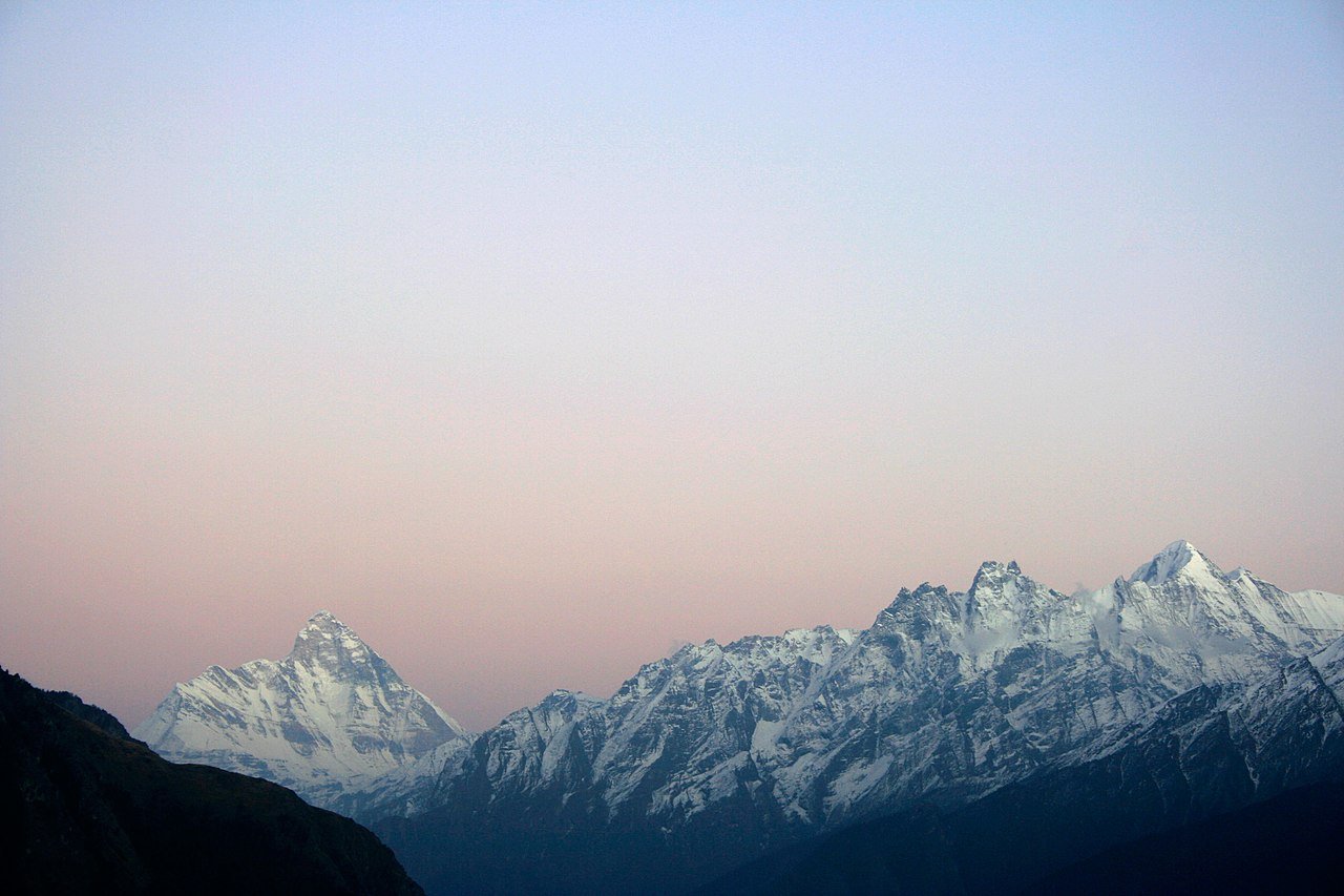 Snowy ski slopes at Auli