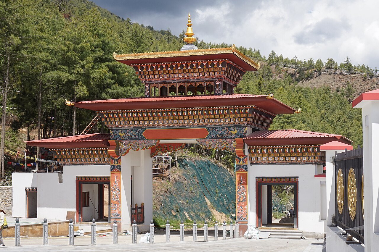 A landmark of Thimphu and the Bhutanese mountains