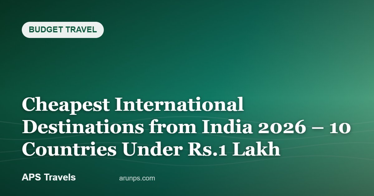 Cheapest International Destinations from India 2026 – 10 Countries Under Rs.1 Lakh — APS Travels