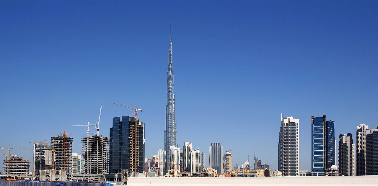 The Dubai skyline with the Burj Khalifa