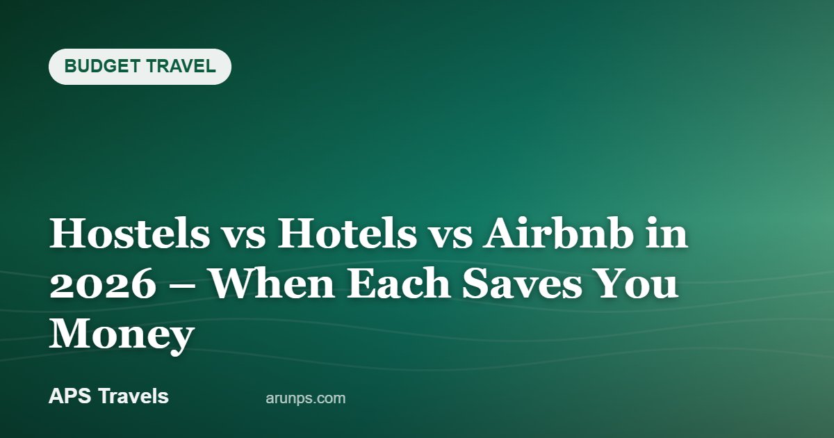 Hostels vs Hotels vs Airbnb in 2026 – When Each Saves You Money — APS Travels