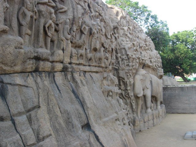Rock-cut relief carvings at Mahabalipuram