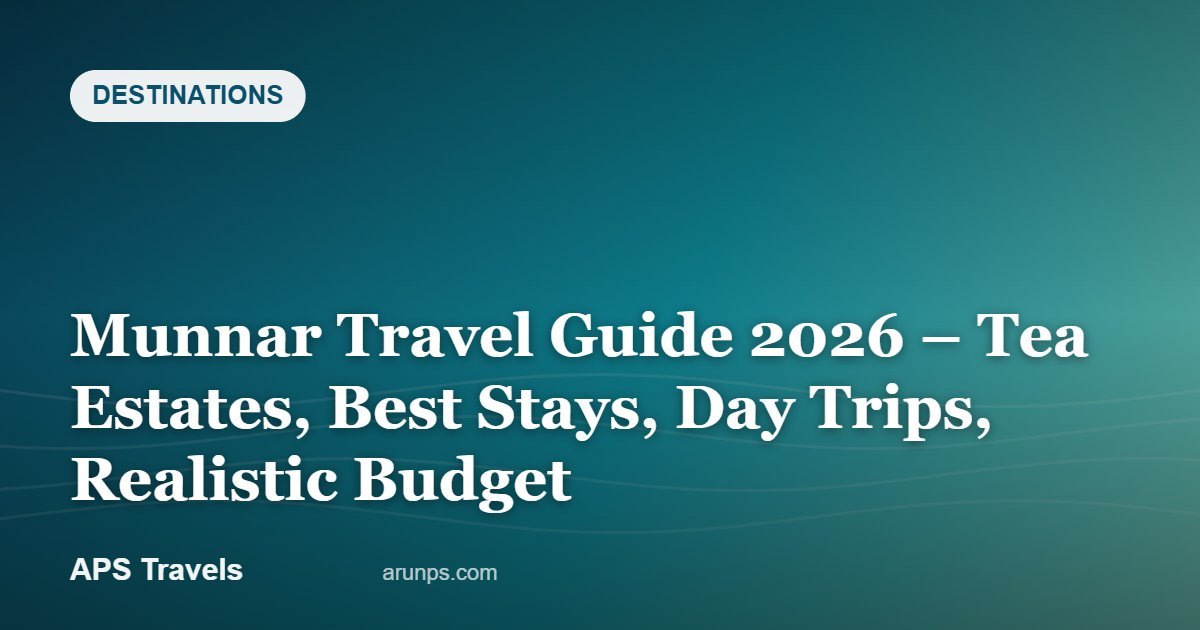 Munnar Travel Guide 2026 – Tea Estates, Best Stays, Day Trips, Realistic Budget — APS Travels