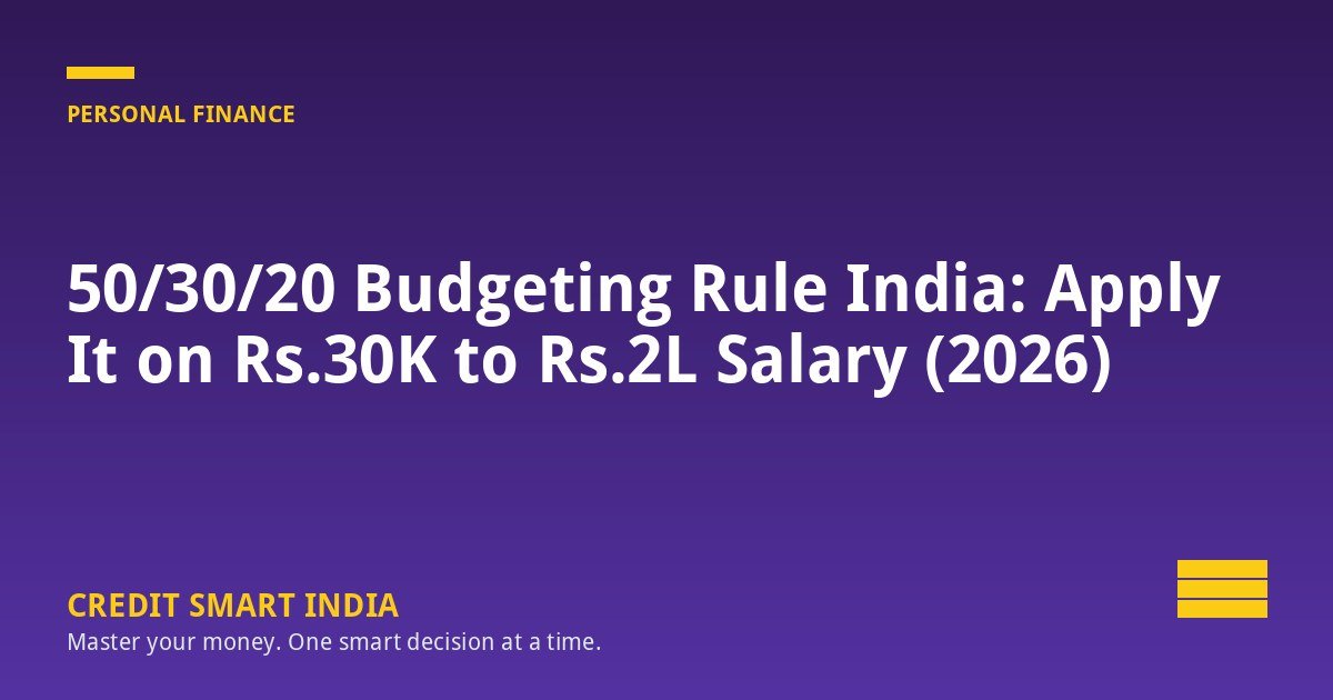 50/30/20 Budgeting Rule India: Apply It on Rs.30K to Rs.2L Salary (2026)
