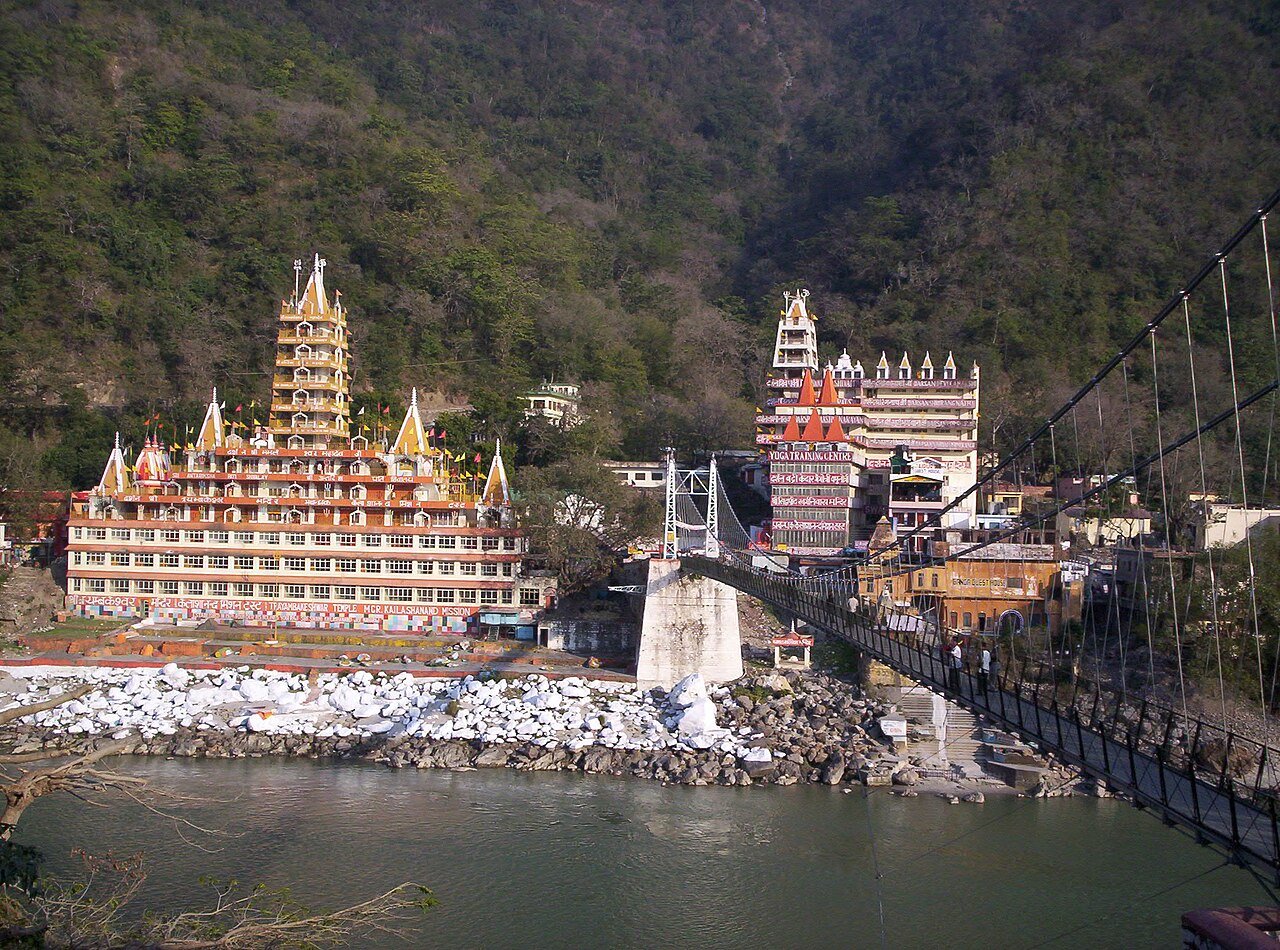 A suspension bridge over the Ganga at Rishikesh