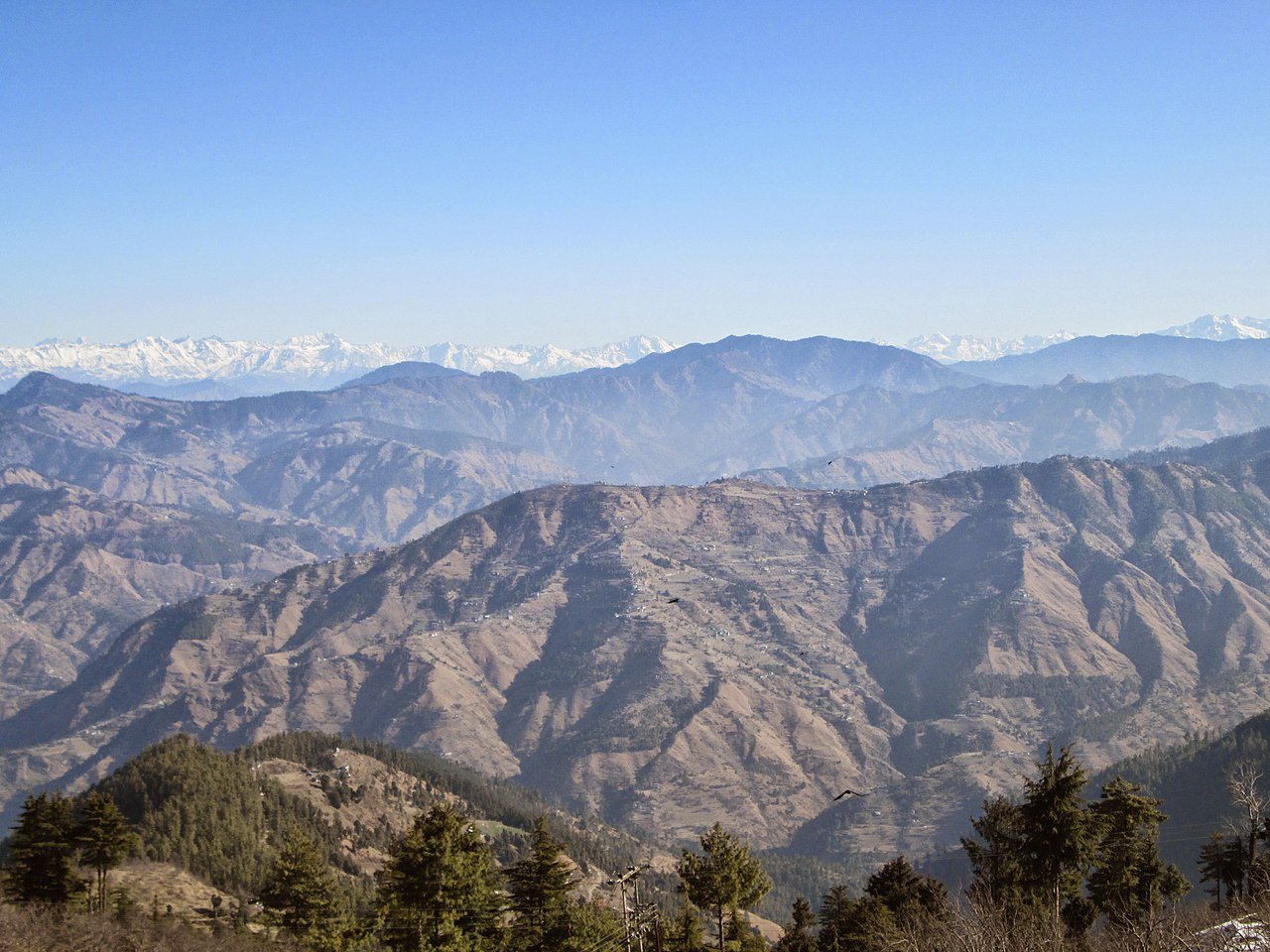 Snowy hills around Shimla